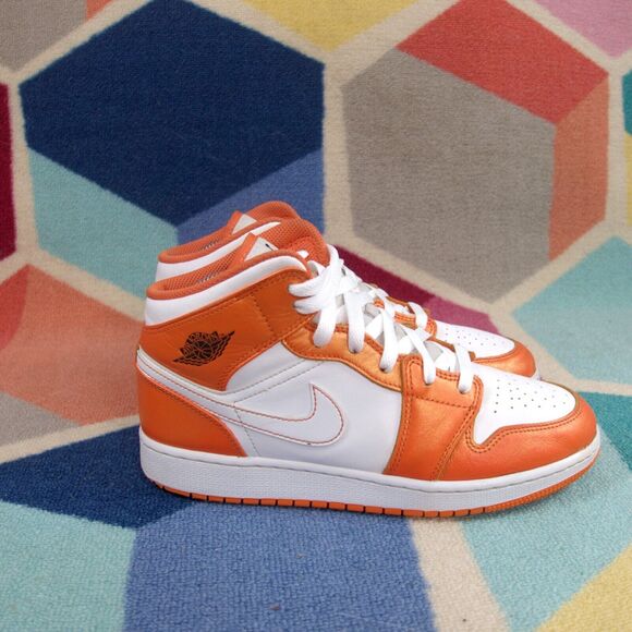 Nike Air Jordan 1 Mid Top Metallic Orange DM4228-800 Sneakers Youth Size 7 - Picture 3 of 8
